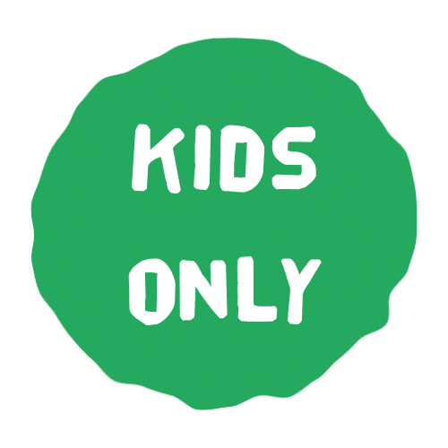 De tekst 'Kids only'.